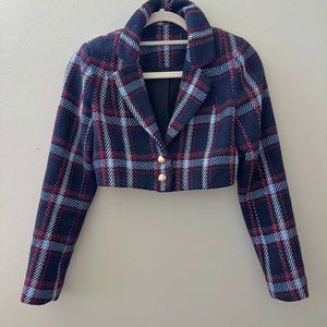 Plaid Cropped Blazer